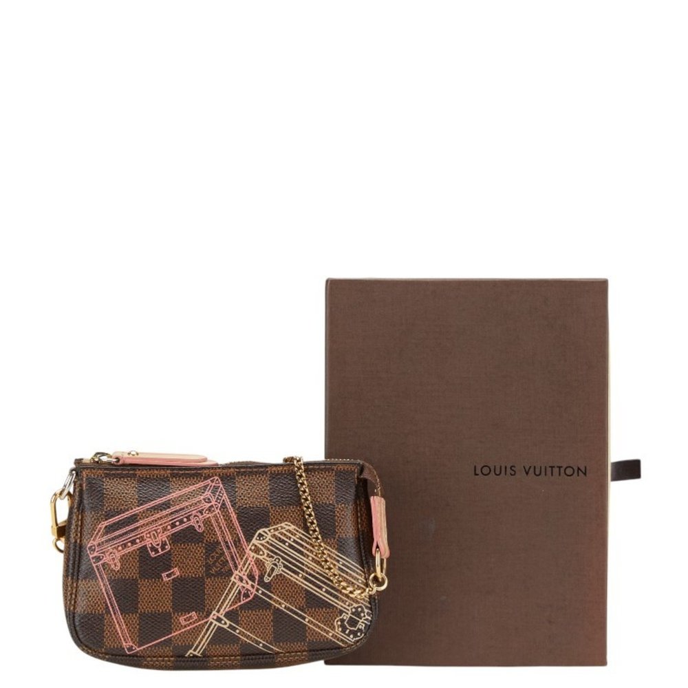 LOUIS VUITTON Authentic Brown Damier Leather Pochette Pouch - Picture 13 of 14